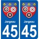 45 Jargeau ville blason autocollant plaque
