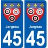 45 Jargeau ville blason autocollant plaque