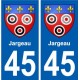 45 Jargeau ville blason autocollant plaque