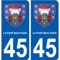 45 La ferté-Saint-Aubin escudo de la ciudad de la etiqueta engomada de la placa