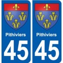 45 Pithiviers escudo de la ciudad de la etiqueta engomada de la placa