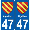 47 Aiguillon blason autocollant plaque stickers ville