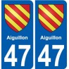47 Aiguillon blason autocollant plaque stickers ville