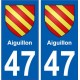 47 Aiguillon blason autocollant plaque stickers ville