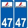 47 Aiguillon logo autocollant plaque stickers ville