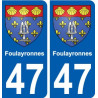 47 Foulayronnes blason autocollant plaque stickers ville
