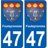 47 Foulayronnes blason autocollant plaque stickers ville