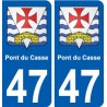47 Pont-du-Casse blason autocollant plaque stickers ville