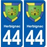 44 Herbignac blason ville autocollant plaque stickers