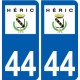 44 Héric logo ville autocollant plaque stickers