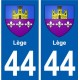 44 Lège blason  ville autocollant plaque stickers