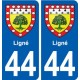 44 Ligné blason  ville autocollant plaque stickers