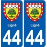 44 Ligné blason  ville autocollant plaque stickers