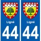 44 Ligné blason  ville autocollant plaque stickers