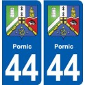 44 Pornic escudo de armas de la ciudad de etiqueta, placa de la etiqueta engomada