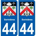 44 Sorinières blason ville autocollant plaque stickers