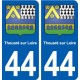 44 Thouaré-sur-Loire blason ville autocollant plaque stickers
