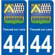 44 Thouaré-sur-Loire blason ville autocollant plaque stickers