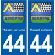 44 Thouaré-sur-Loire blason ville autocollant plaque stickers