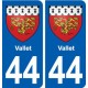 44 Vallet blason ville autocollant plaque stickers
