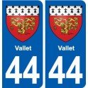 44 Vallet blason ville autocollant plaque stickers