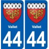 44 Vallet blason ville autocollant plaque stickers