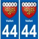 44 Vallet blason ville autocollant plaque stickers