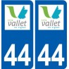 44 Vallet logo ville autocollant plaque stickers