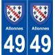 49 Angers blason autocollant plaque stickers ville