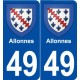 49 Angers blason autocollant plaque stickers ville