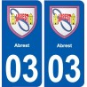 03 Abrest blason ville autocollant plaque stickers