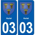 03 Huriel blason ville autocollant plaque stickers