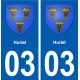 03 Huriel blason ville autocollant plaque stickers