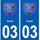 03 Huriel blason ville autocollant plaque stickers