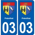 03 Prémilhat blason ville autocollant plaque stickers