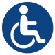 Autocollant logo Handicapé rond fond bleu Hancicap Handicaped Mobilité réduite stickers adhésif