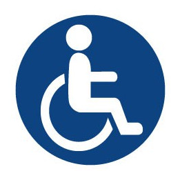 Autocollant logo Handicapé rond fond bleu Hancicap Handicaped Mobilité réduite stickers adhésif