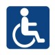 Autocollant logo Handicapé carré fond bleu Hancicap Handicaped Mobilité réduite stickers adhésif