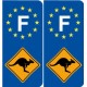 Stickers Autocollant F - Kangourou Australie France Sticker Autocollant Plaque immatriculation