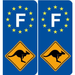 Stickers Autocollant F - Kangourou Australie France Sticker Autocollant Plaque immatriculation