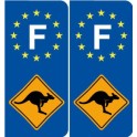 Stickers Autocollant F - Kangourou Australie France Sticker Autocollant Plaque immatriculation