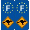Stickers Autocollant F - Kangourou Australie France Sticker Autocollant Plaque immatriculation