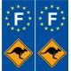 Stickers Autocollant F - Kangourou Australie France Sticker Autocollant Plaque immatriculation