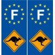 Stickers Autocollant F - Kangourou Australie France Sticker Autocollant Plaque immatriculation