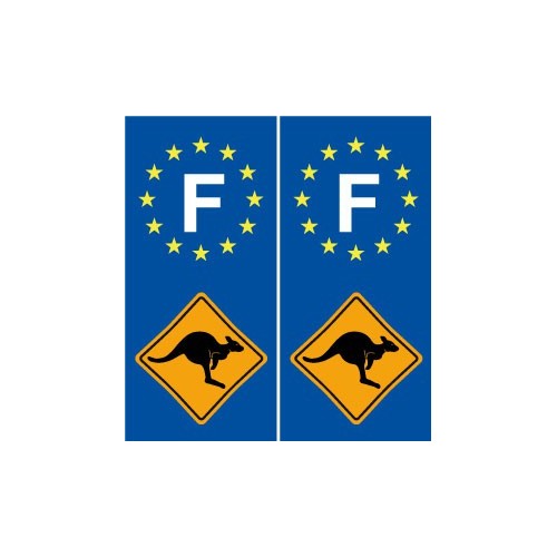 Stickers Autocollant F - Kangourou Australie France Sticker Autocollant Plaque immatriculation