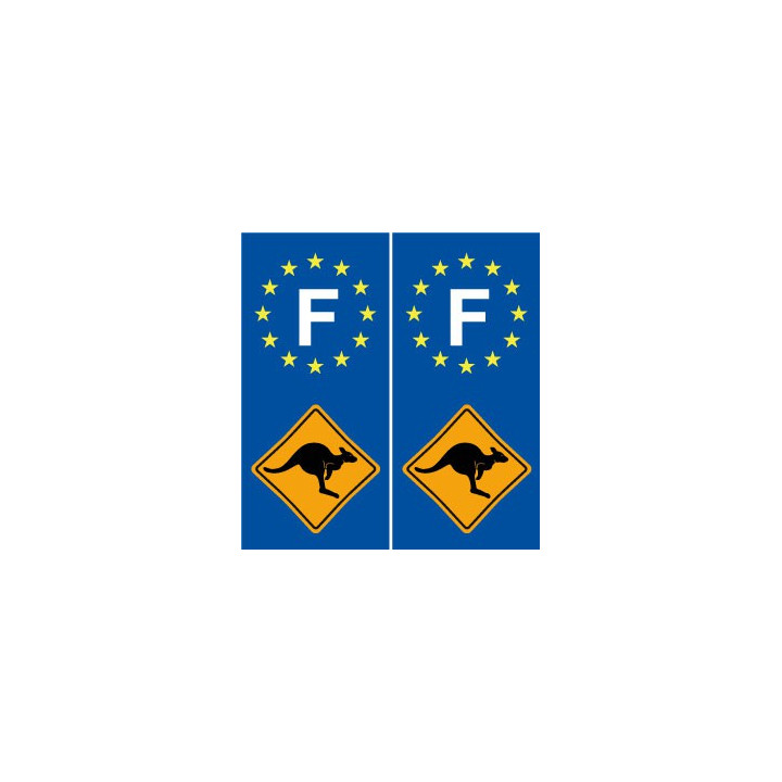 Stickers Autocollant F - Kangourou Australie France Sticker Autocollant Plaque immatriculation