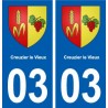 03 Creuzier-le-Vieux blason ville autocollant plaque stickers