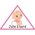 Sticker Bébé à Bord Personnalisé Fille Autocollant 