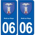 06 Breil-sur-Roya escudo de armas de la ciudad de etiqueta, placa de la etiqueta engomada
