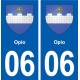 06 Opio blason ville autocollant plaque stickers